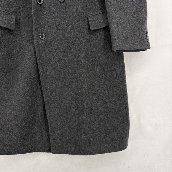 Vintage Teller Cashmere Coat Mens 46 Gray Double Breasted Long Overcoat Hungary - Picture 3 of 14